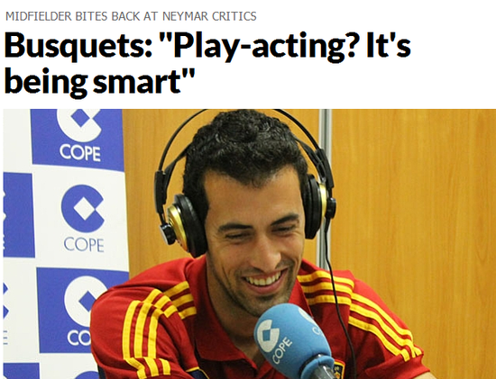 布斯克茨挺内马尔 跳水 :他没演戏!那是明智之