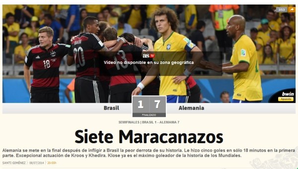 7-1震惊世界!巴西悲痛德国欣喜 阿根廷幸灾乐祸